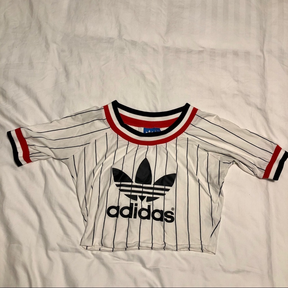 Adidas originals baseball crop top size medium